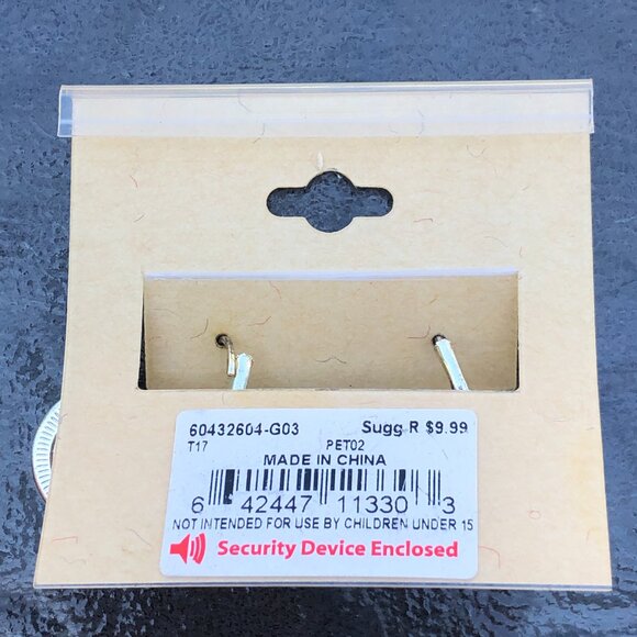 Pet Friends Dog Paw Print Gold Tone Faux Diamond Drop Dangling Earrings - Picture 3 of 6